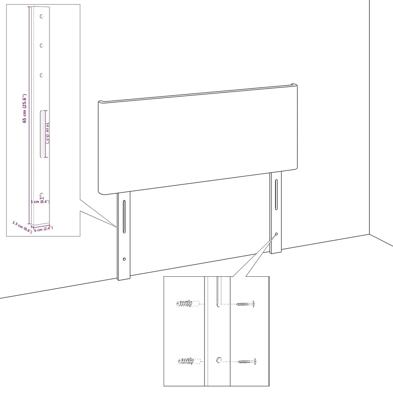 Kopfteil Hellgrau 180 cm Cordstoff