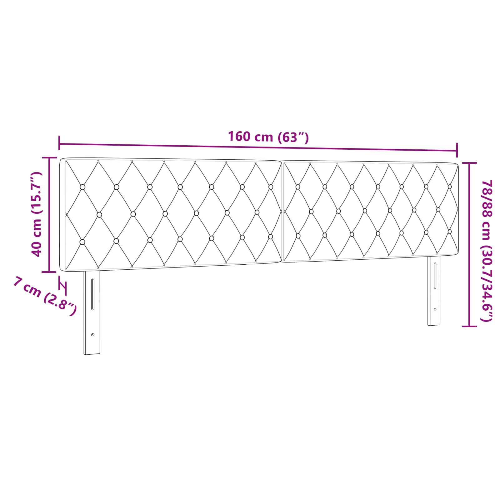 Kopfteil Rosa 160 cm Samt
