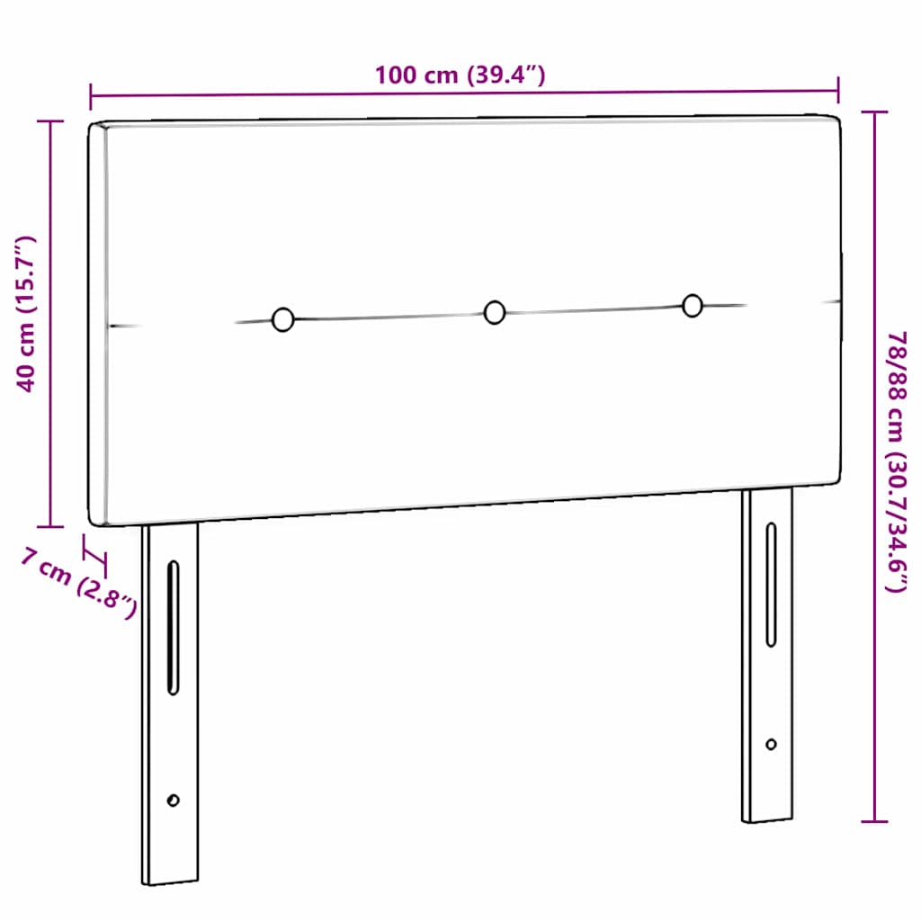 Kopfteil Schwarz 100 cm Samt