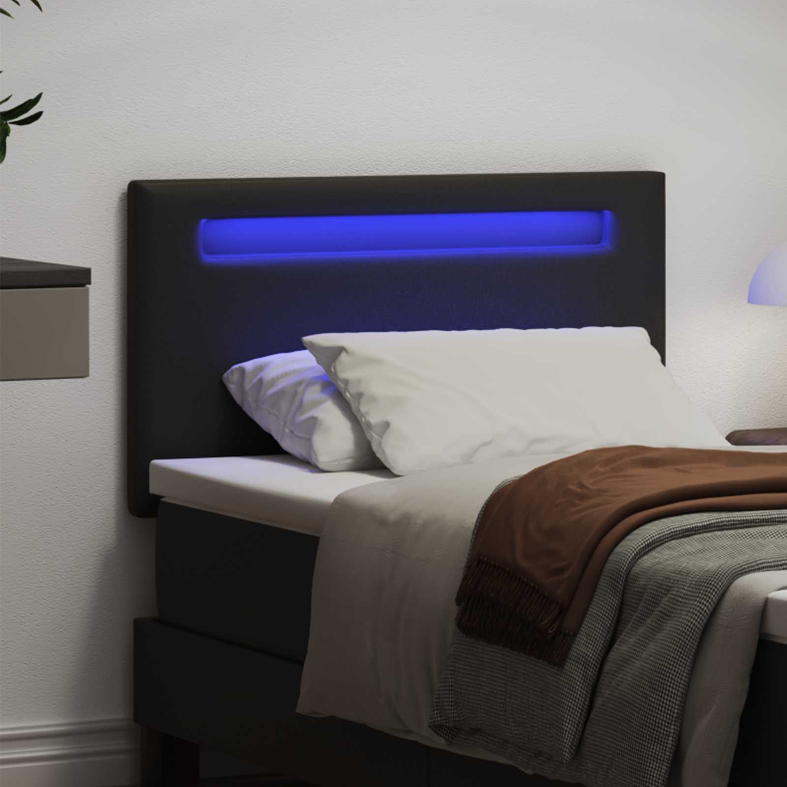 LED Kopfteil Schwarz 90 cm Kunstleder