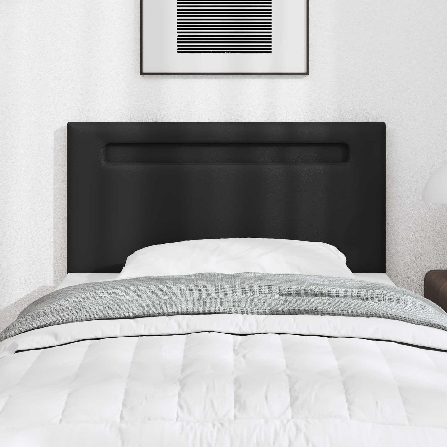 LED Kopfteil Schwarz 90 cm Kunstleder