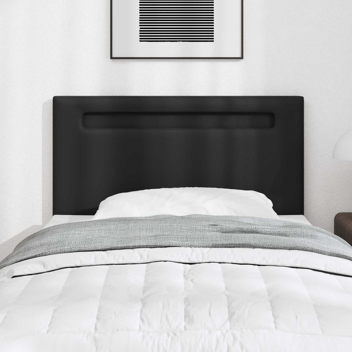 LED Kopfteil Schwarz 90 cm Kunstleder