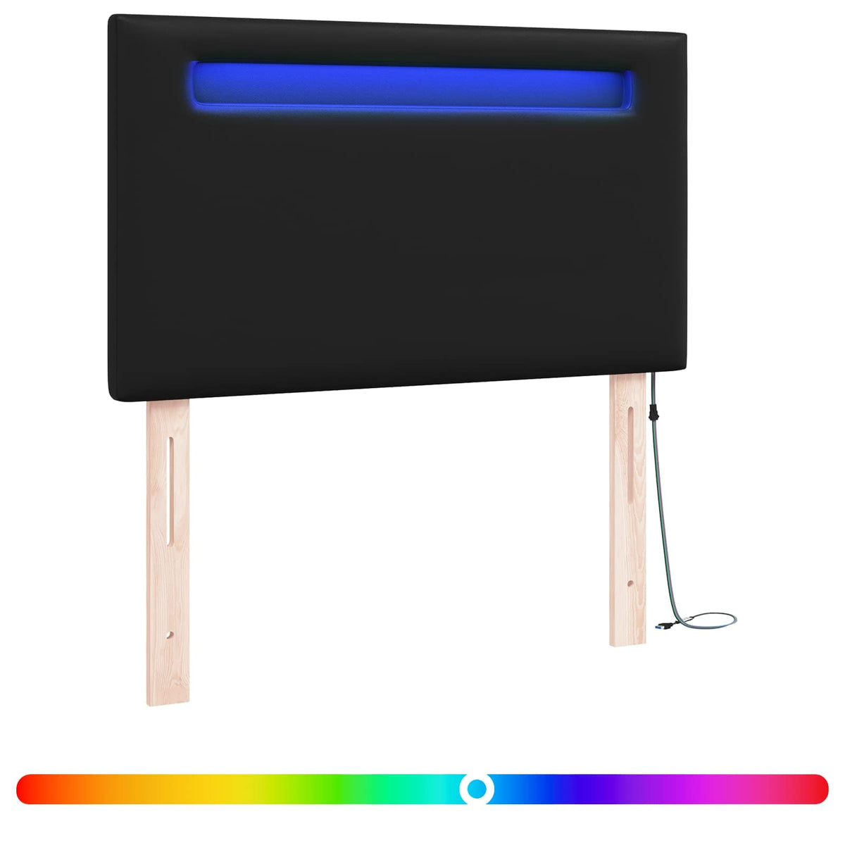 LED Kopfteil Schwarz 90 cm Kunstleder