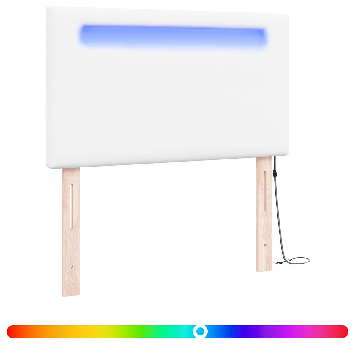 LED Kopfteil Weiß Kunstleder