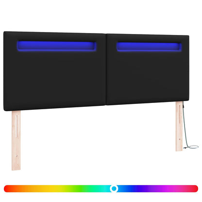 LED Kopfteil Schwarz Kunstleder