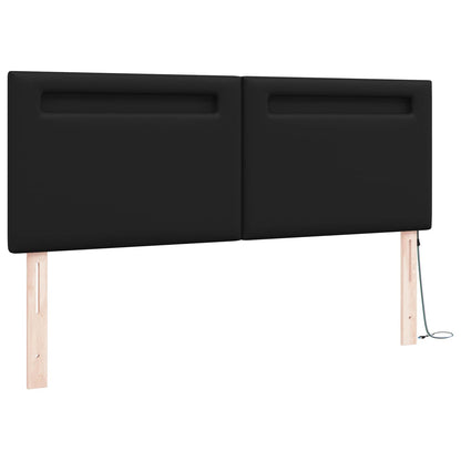 LED Kopfteil Schwarz Kunstleder