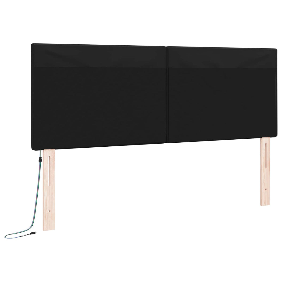LED Kopfteil Schwarz Kunstleder