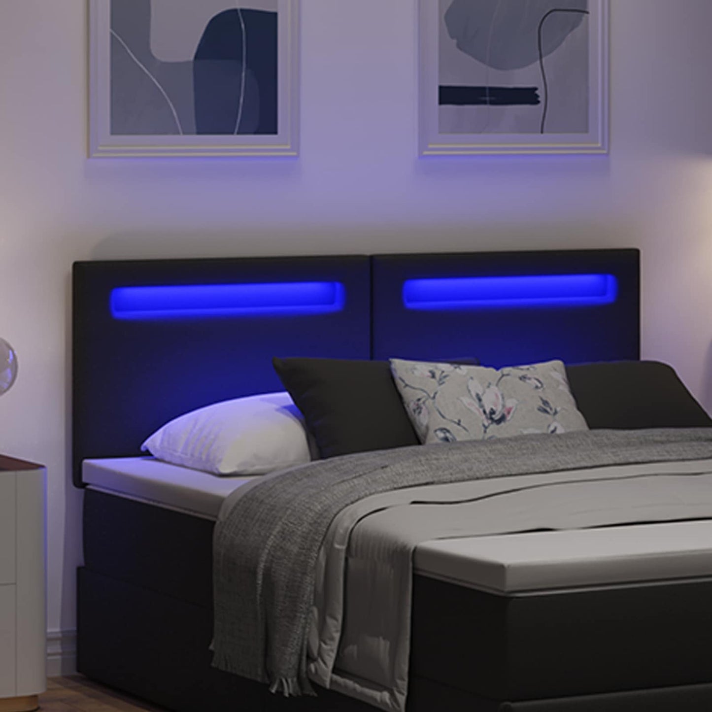 LED Kopfteil Schwarz 160 cm Kunstleder