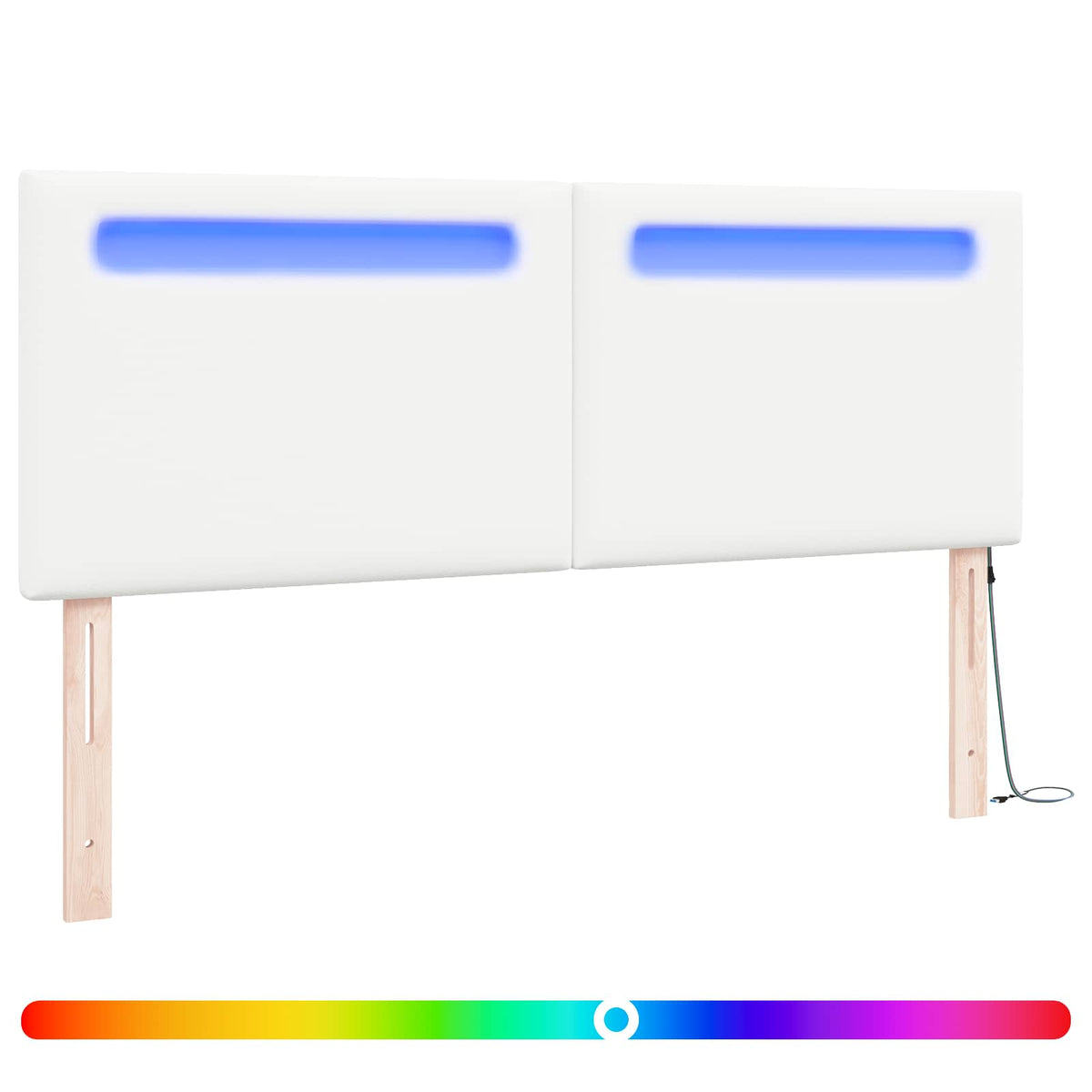 LED Kopfteil Weiß Kunstleder