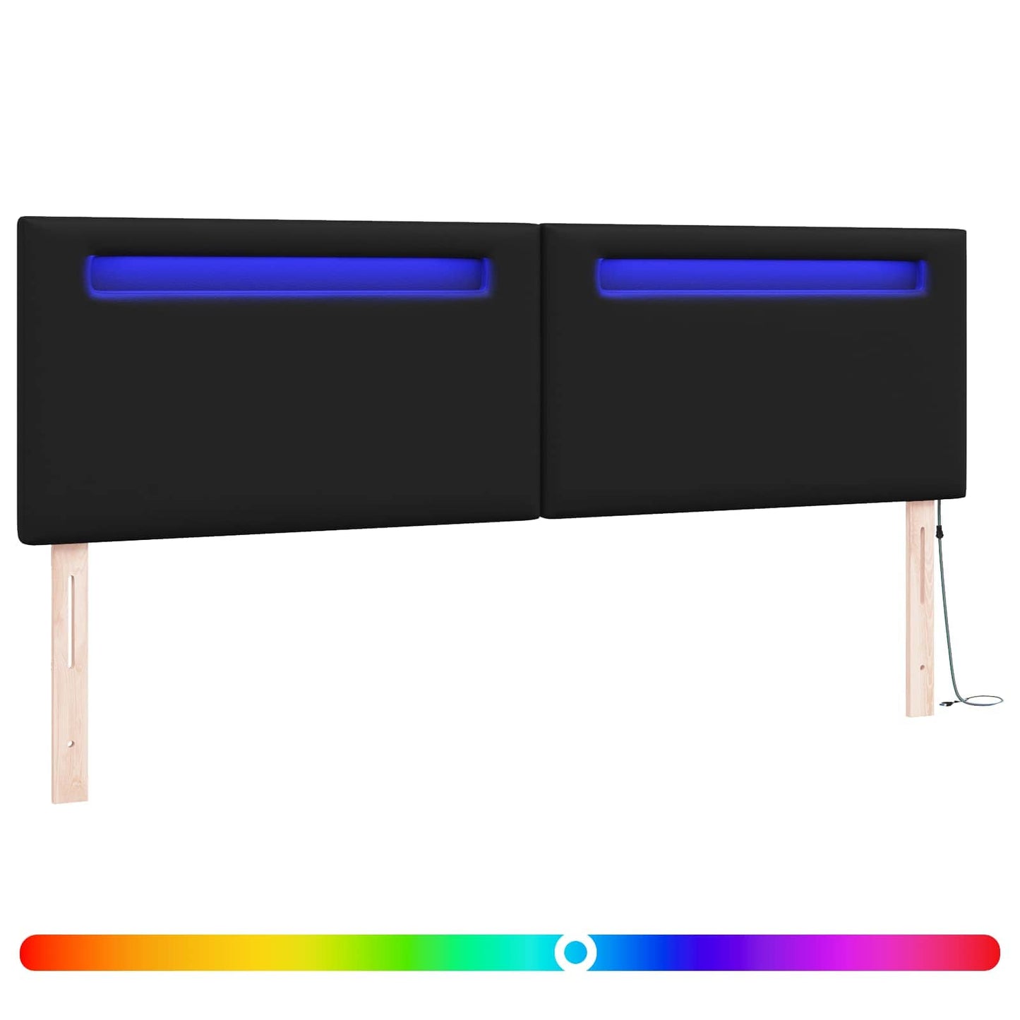LED Kopfteil Schwarz Kunstleder