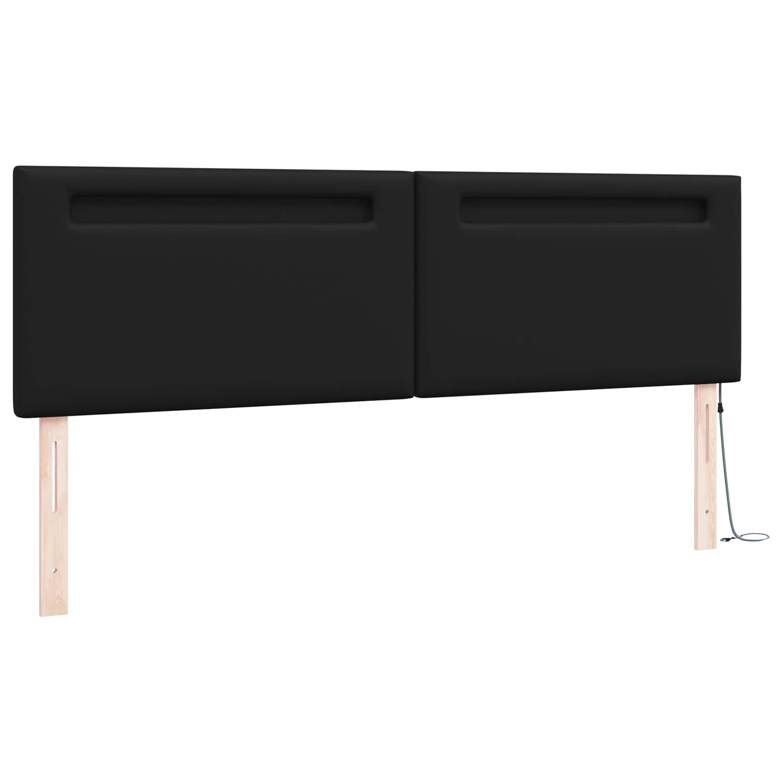 LED Kopfteil Schwarz Kunstleder