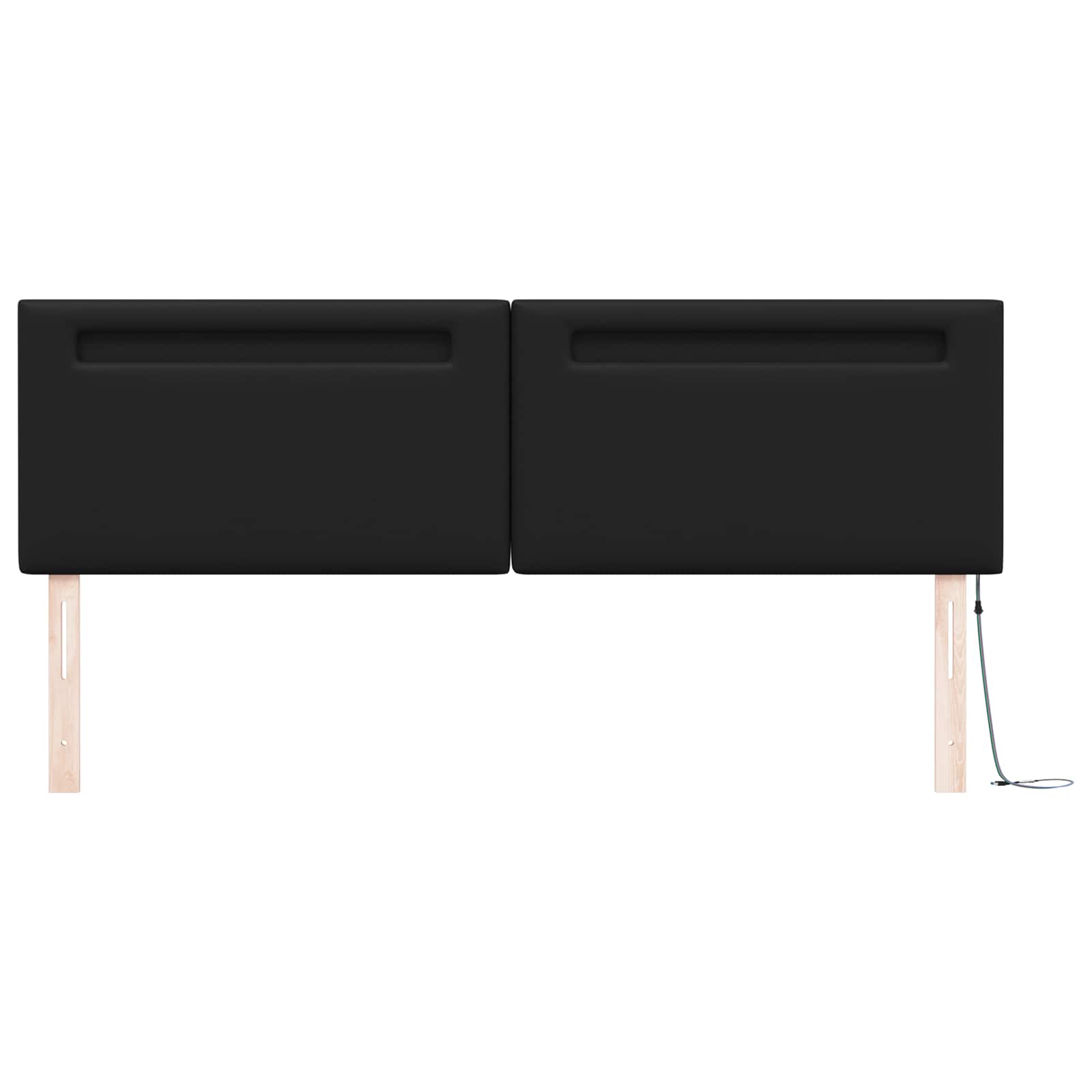 LED Kopfteil Schwarz Kunstleder