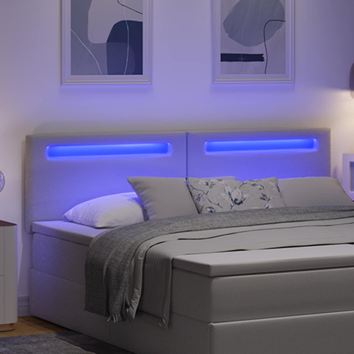 LED Kopfteil Weiß 180 cm Kunstleder
