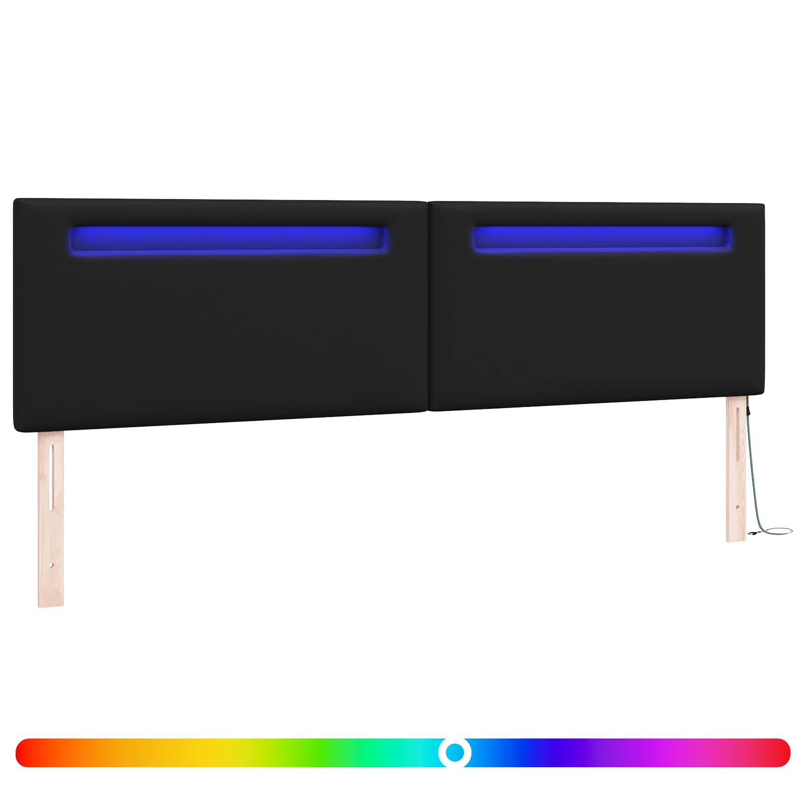 LED Kopfteil Schwarz Kunstleder