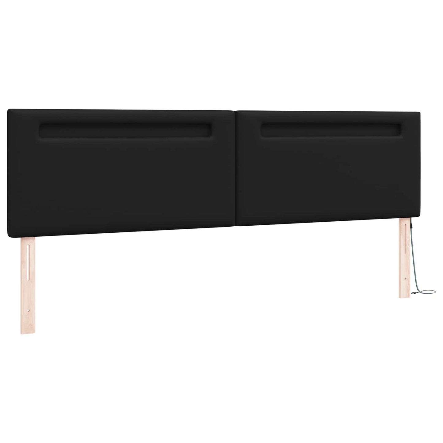 LED Kopfteil Schwarz Kunstleder