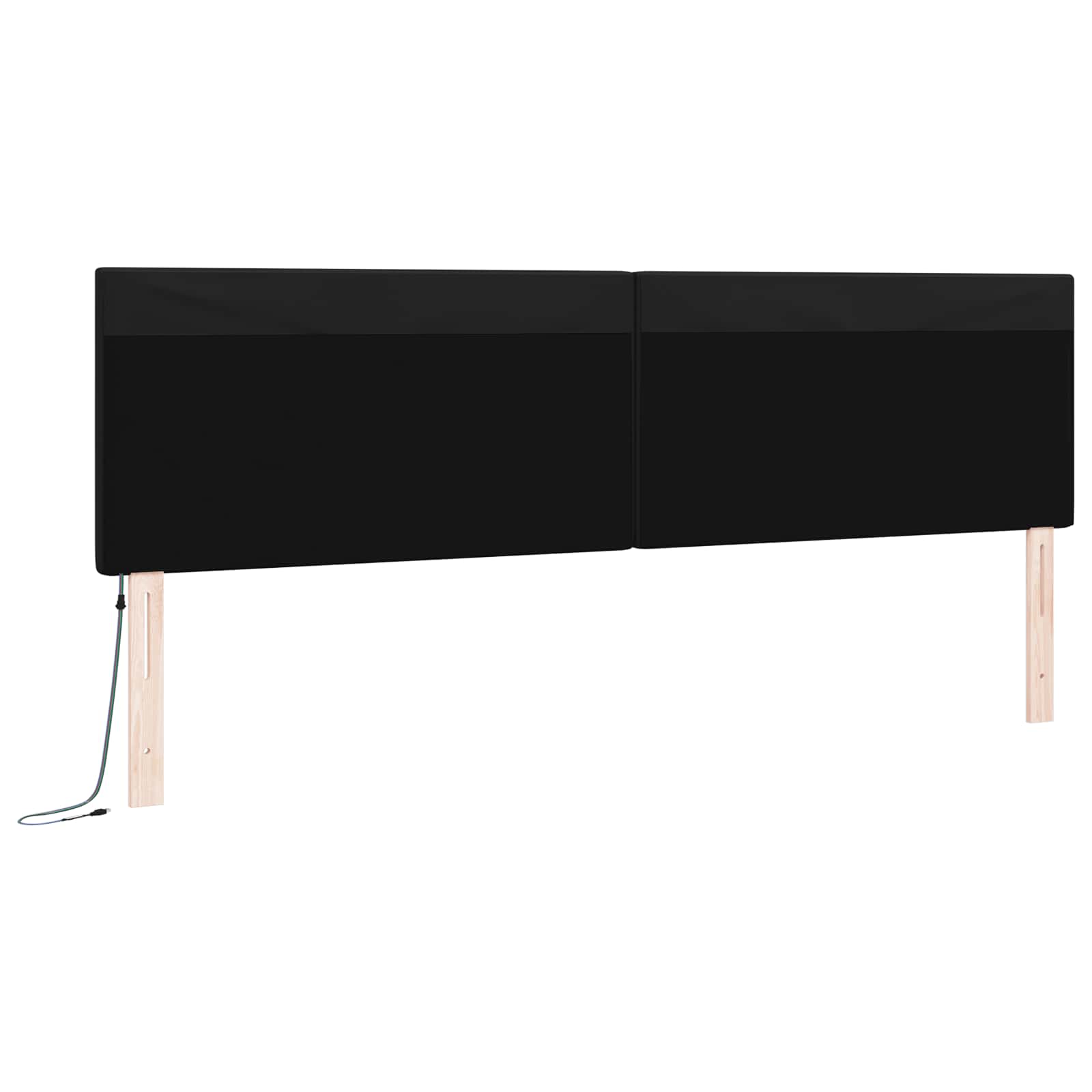 LED Kopfteil Schwarz Kunstleder