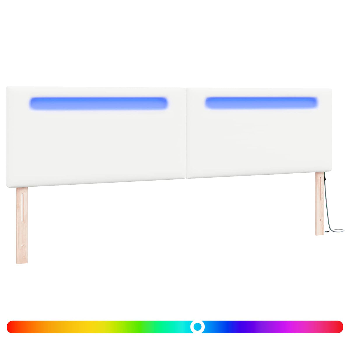 LED Kopfteil Weiß Kunstleder