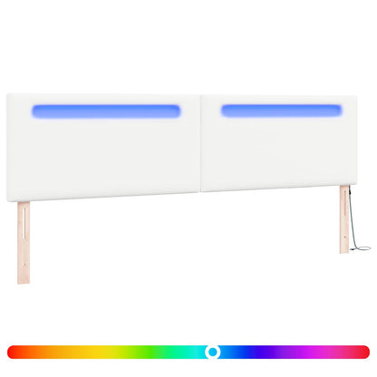 LED Kopfteil Weiß Kunstleder