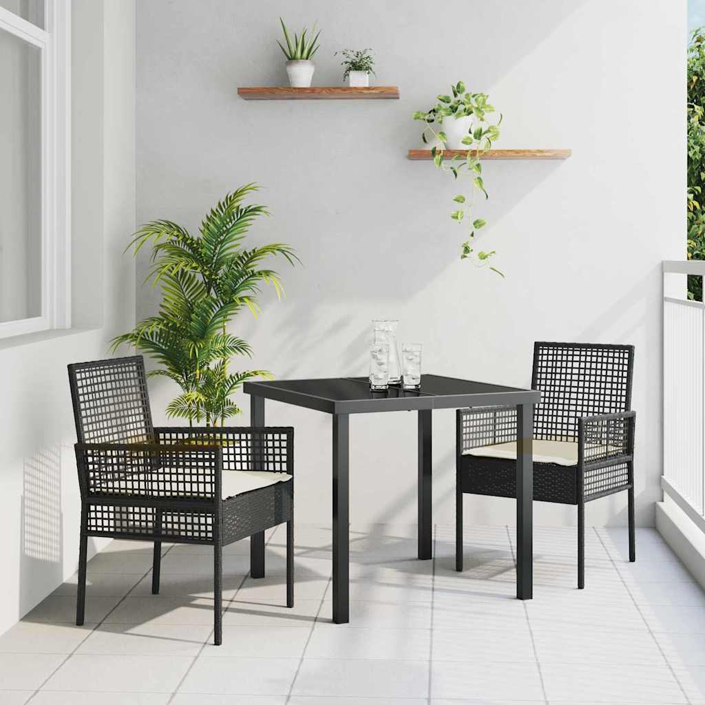 Gartenstuhl 2 Stk. Schwarz Poly-Rattan