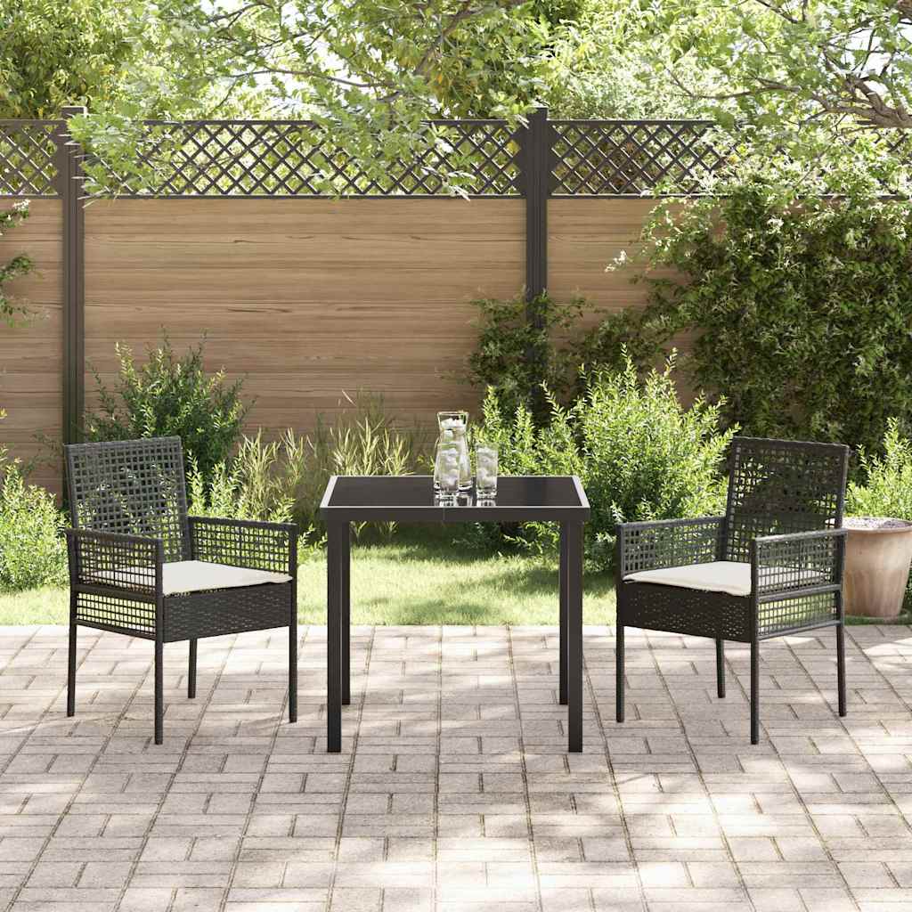Gartenstuhl 2 Stk. Schwarz Poly-Rattan