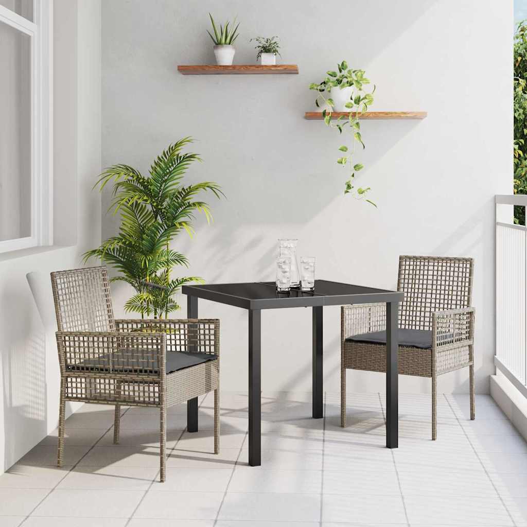 Gartenstuhl 2 Stk. Grau Poly-Rattan
