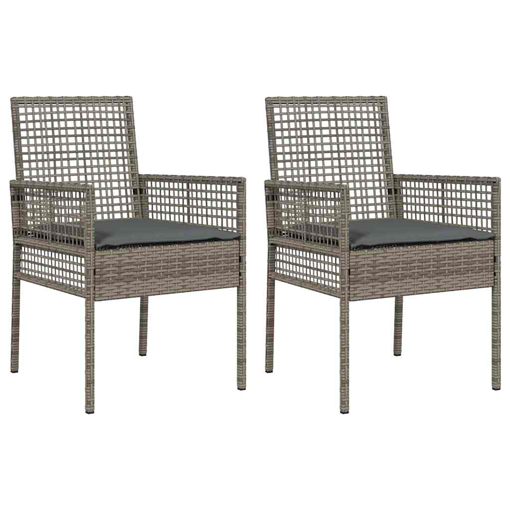 Gartenstuhl 2 Stk. Grau Poly-Rattan