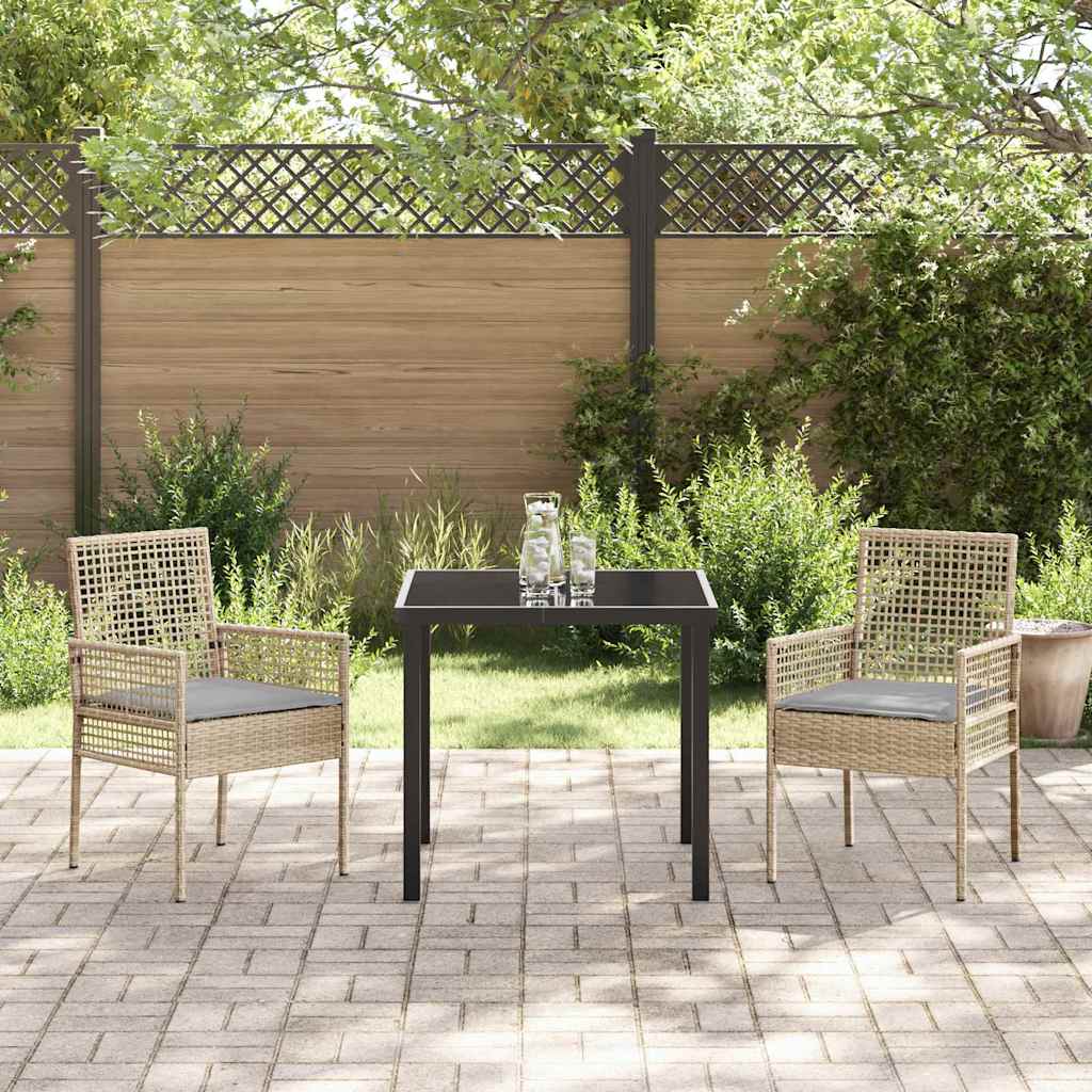 Gartenstuhl 2 Stk. Beige Poly-Rattan