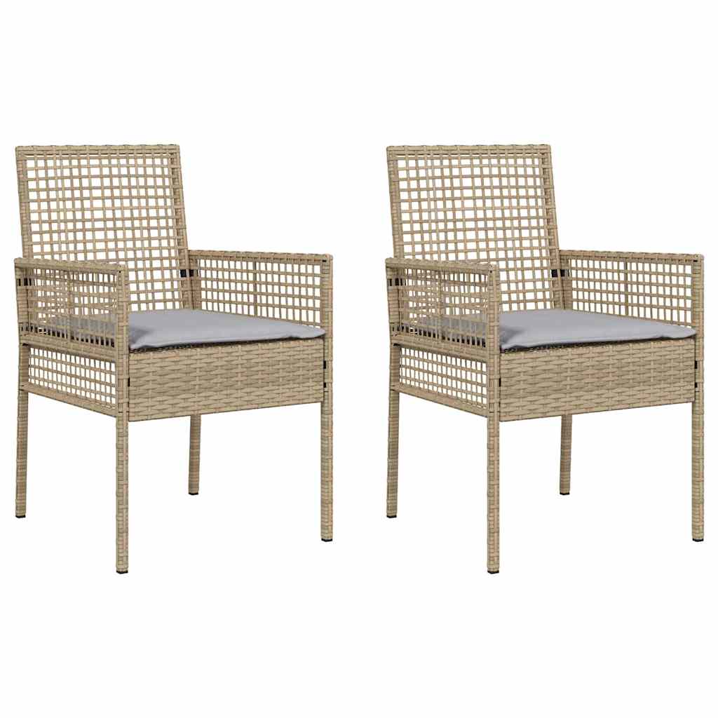 Gartenstuhl 2 Stk. Beige Poly-Rattan