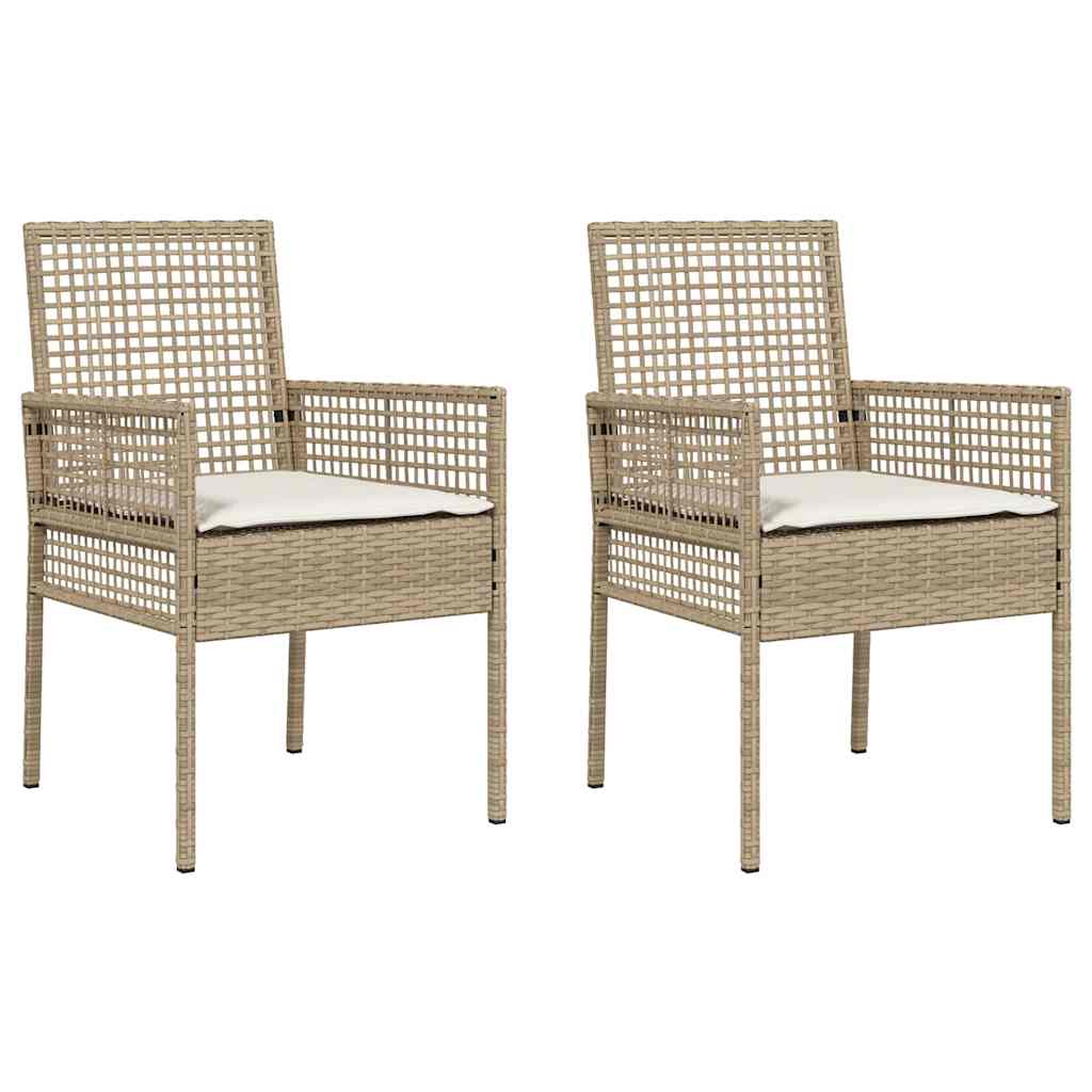 Gartenstuhl 2 stk. Beige Poly-Rattan
