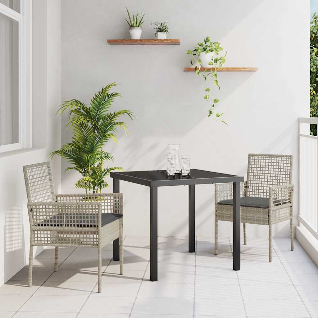 Gartenstuhl 2 Stk. Hellgrau Poly-Rattan