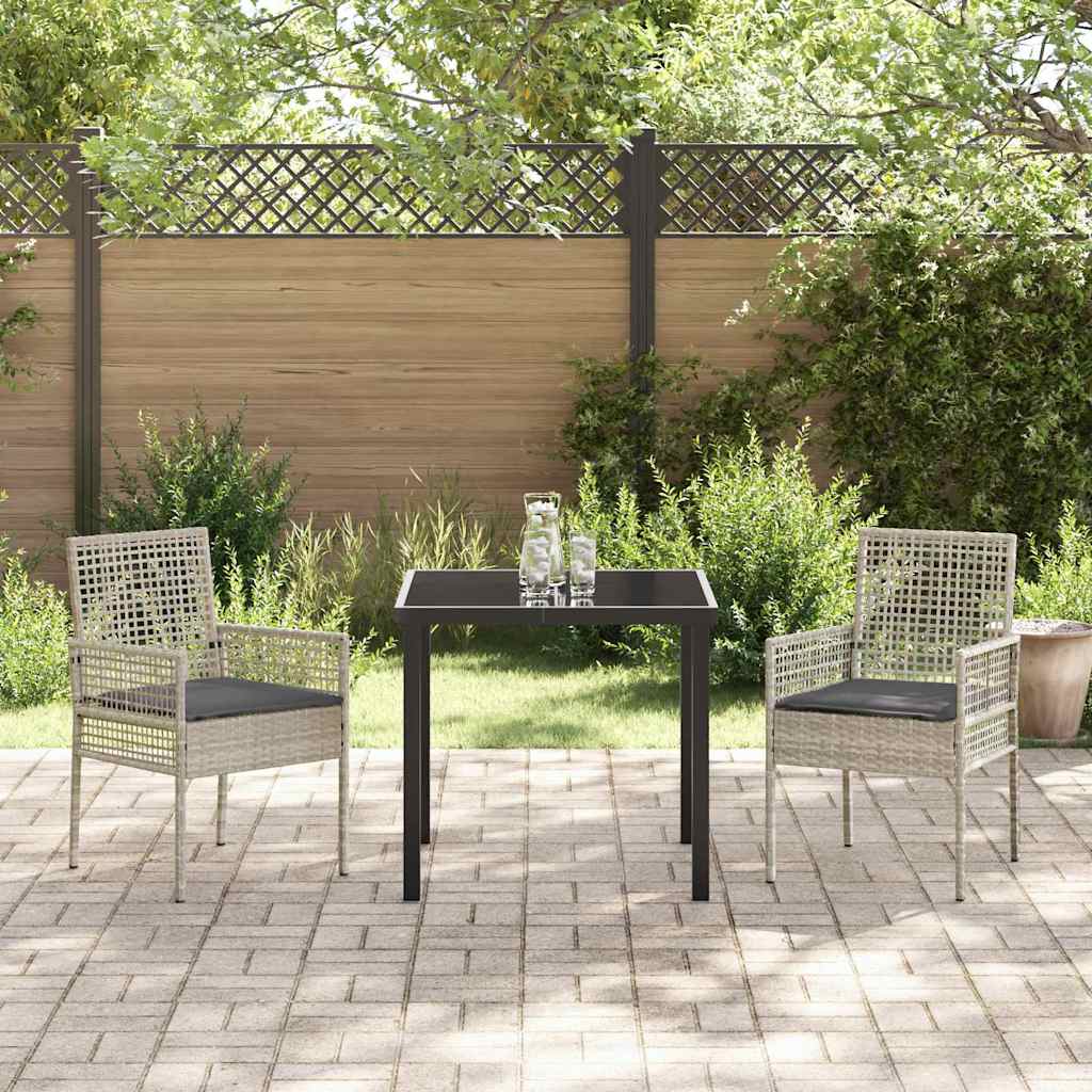 Gartenstuhl 2 Stk. Hellgrau Poly-Rattan