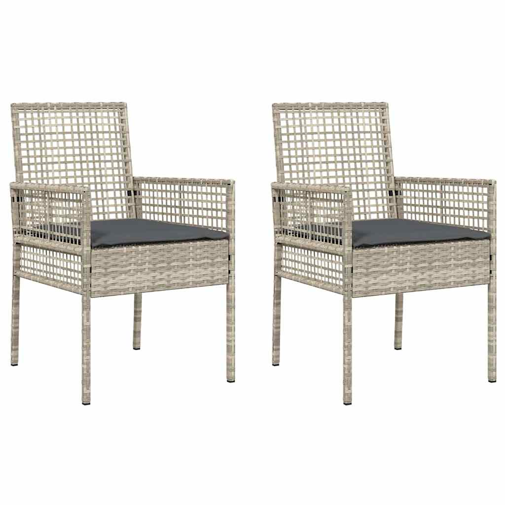 Gartenstuhl 2 Stk. Hellgrau Poly-Rattan