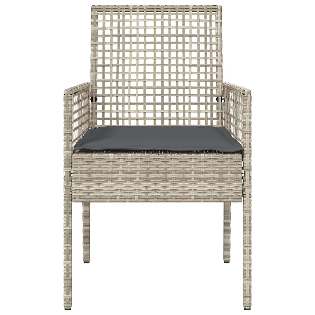 Gartenstuhl 2 Stk. Hellgrau Poly-Rattan