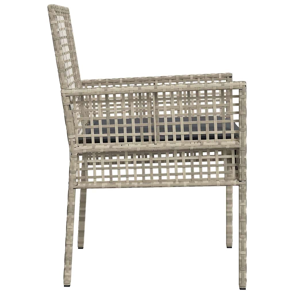 Gartenstuhl 2 Stk. Hellgrau Poly-Rattan