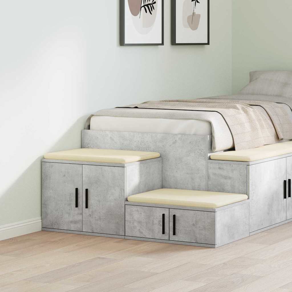 Aufbewahrungsschrank 2 stk. Beton Grau 108 x 41 x 40 cm
