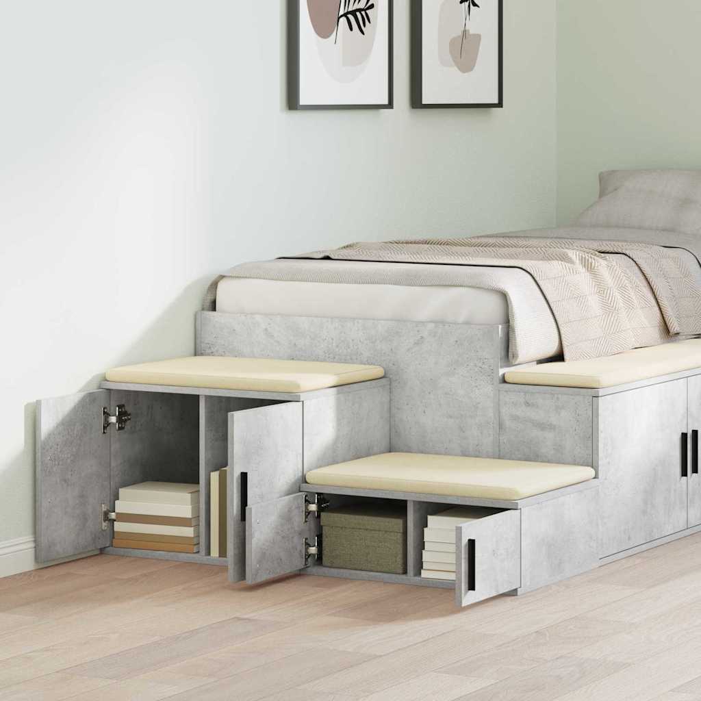 Aufbewahrungsschrank 2 stk. Beton Grau 108 x 41 x 40 cm