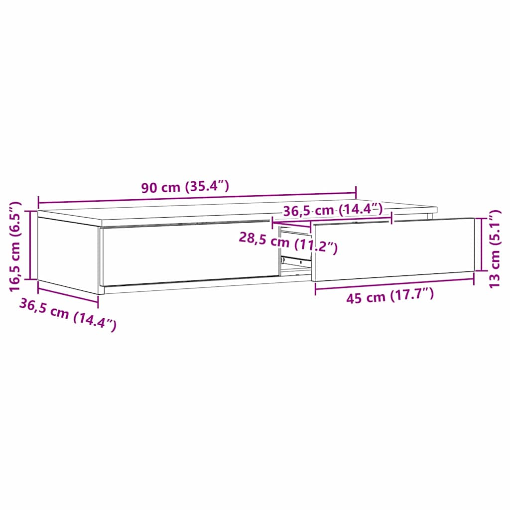 Bettschubladen Artisan-Eiche 90 x 36,5 x 16,5 cm Holzwerkstoff