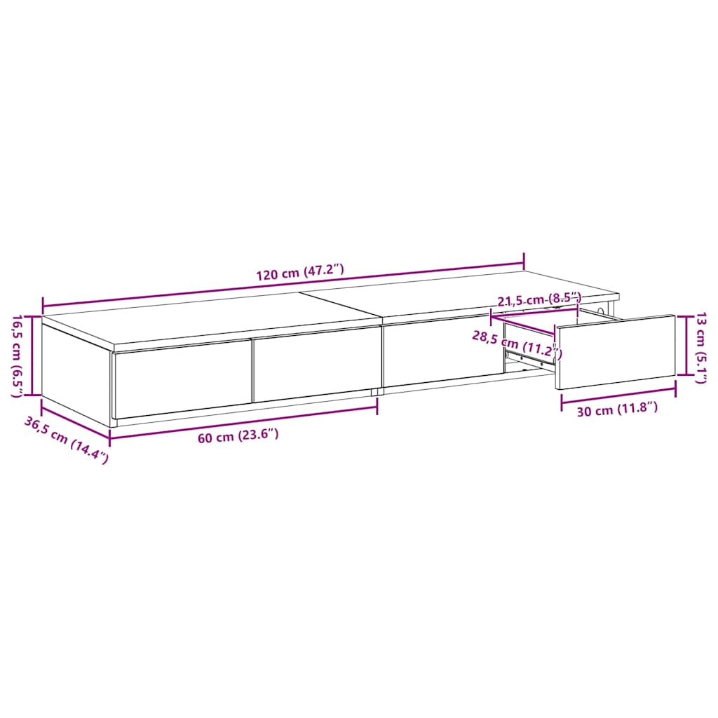 Bettschubladen Schwarz Eichen-Optik 120 x 36,5 x 16,5 cm