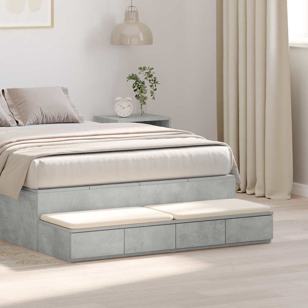 Bettschubladen Betongrau 120 x 36,5 x 16,5 cm Holzwerkstoff