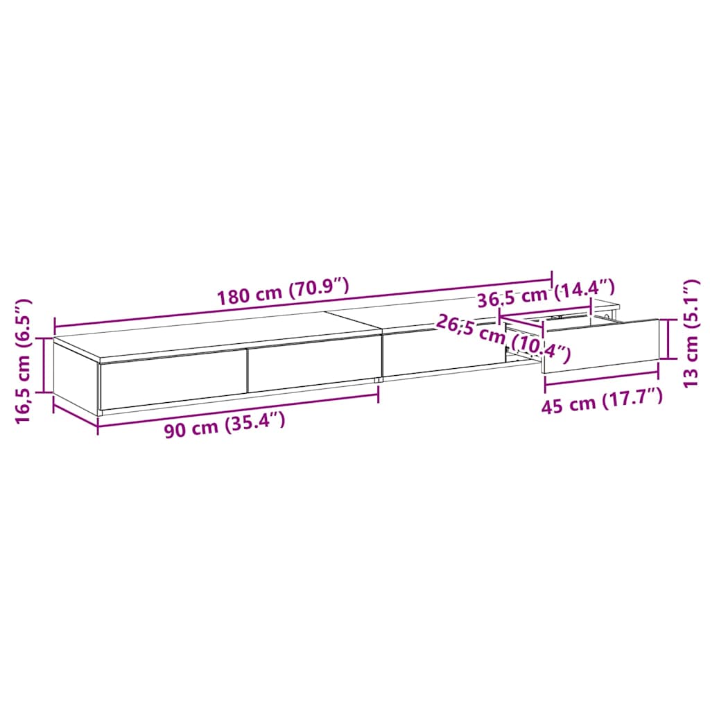 Bettschubladen Sonoma-Eiche 180 x 36,5 x 16,5 cm Holzwerkstoff