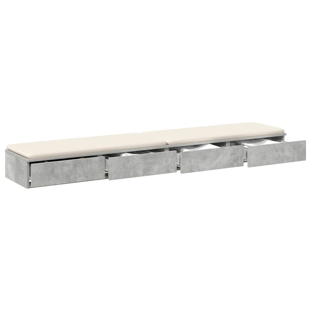 Bettschubladen Betongrau 180 x 36,5 x 16,5 cm Holzwerkstoff