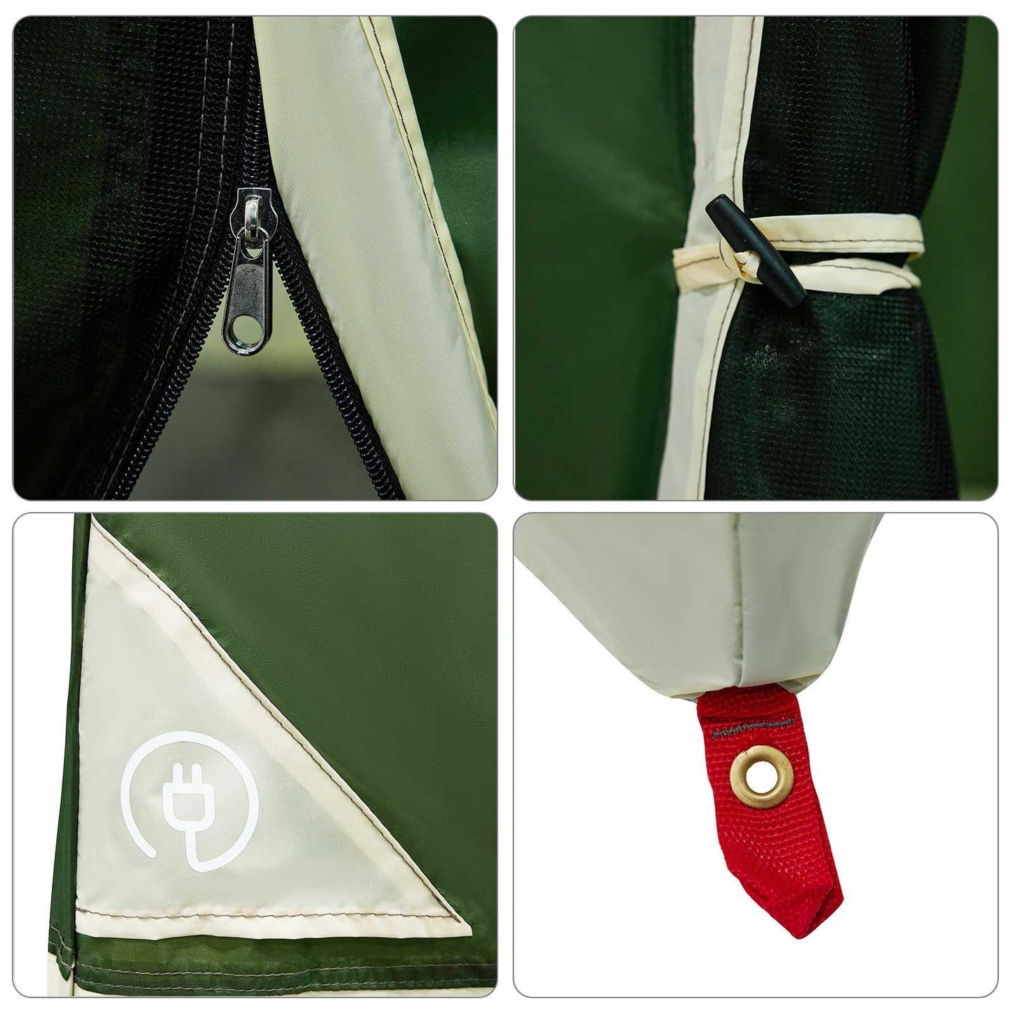 Camping-Zelt-Set mit Dach 2 pcs Grün Taffeta und Stoff