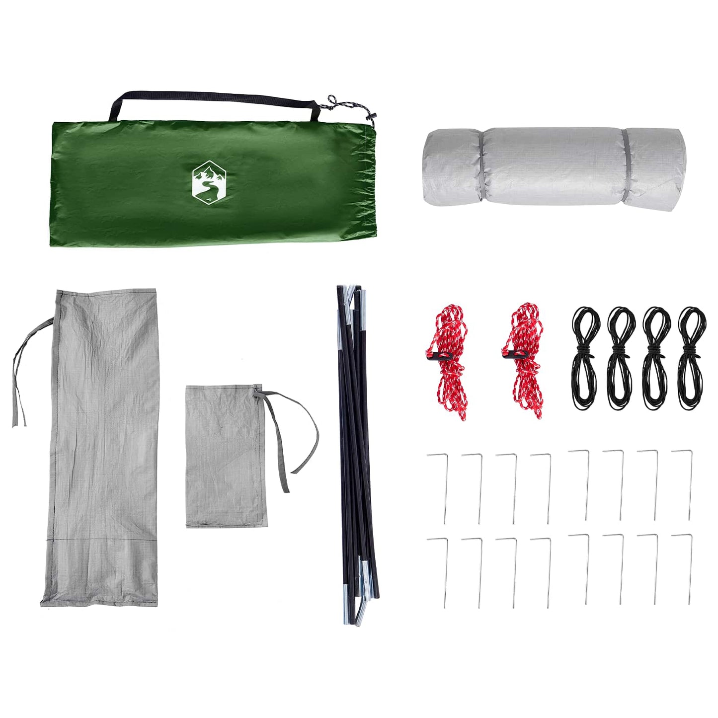 Camping-Zelt-Set mit Dach 2 pcs Grün Taffeta und Stoff