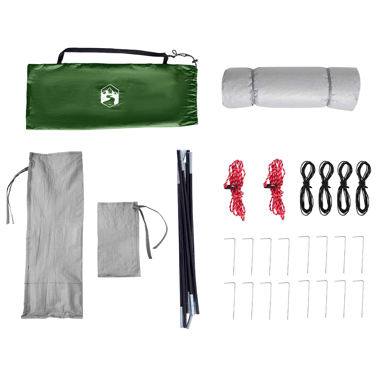 Camping-Zelt-Set mit Dach 2 pcs Grün Taffeta und Stoff