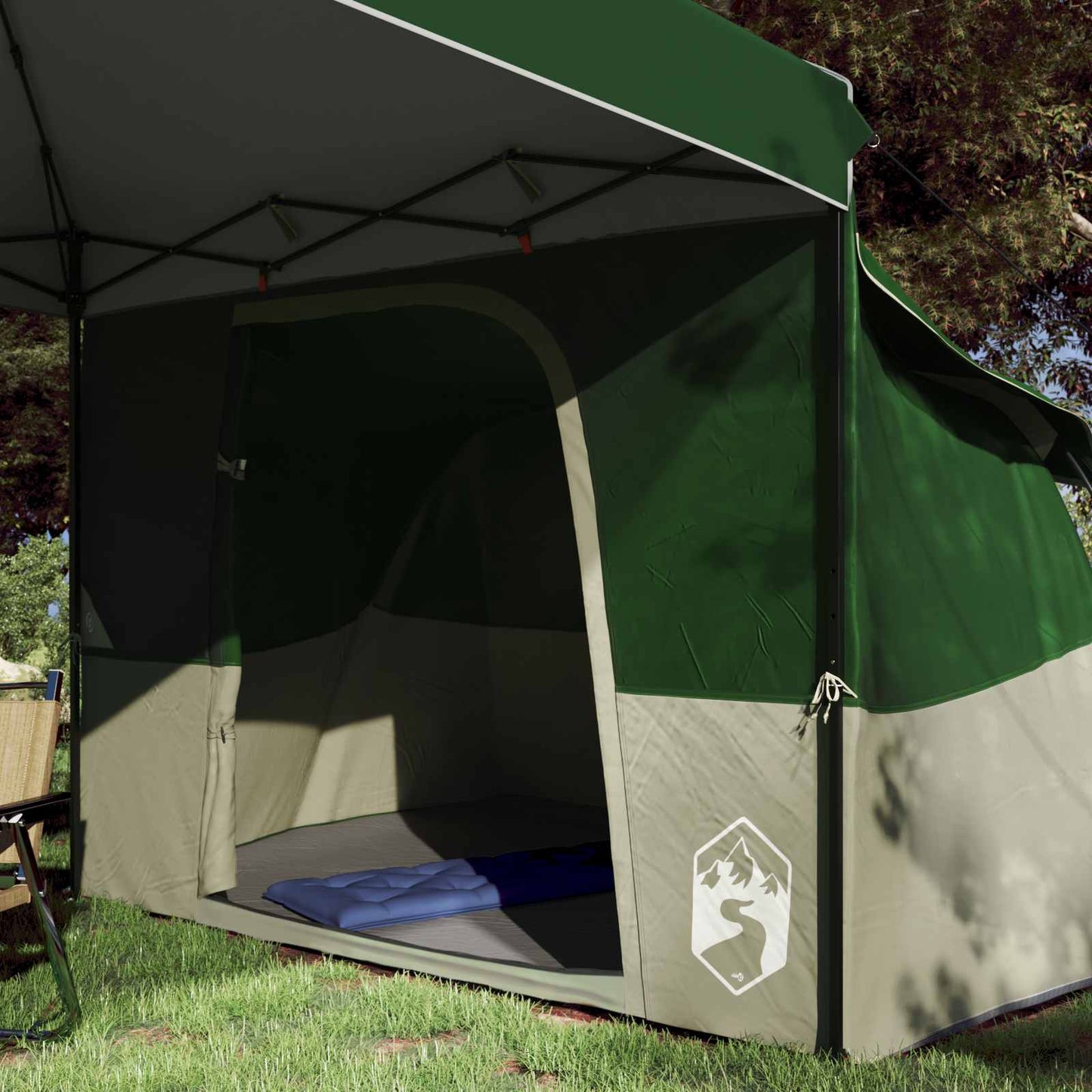 Camping-Zelt-Set mit Dach 2 pcs Grün Taffeta und Stoff