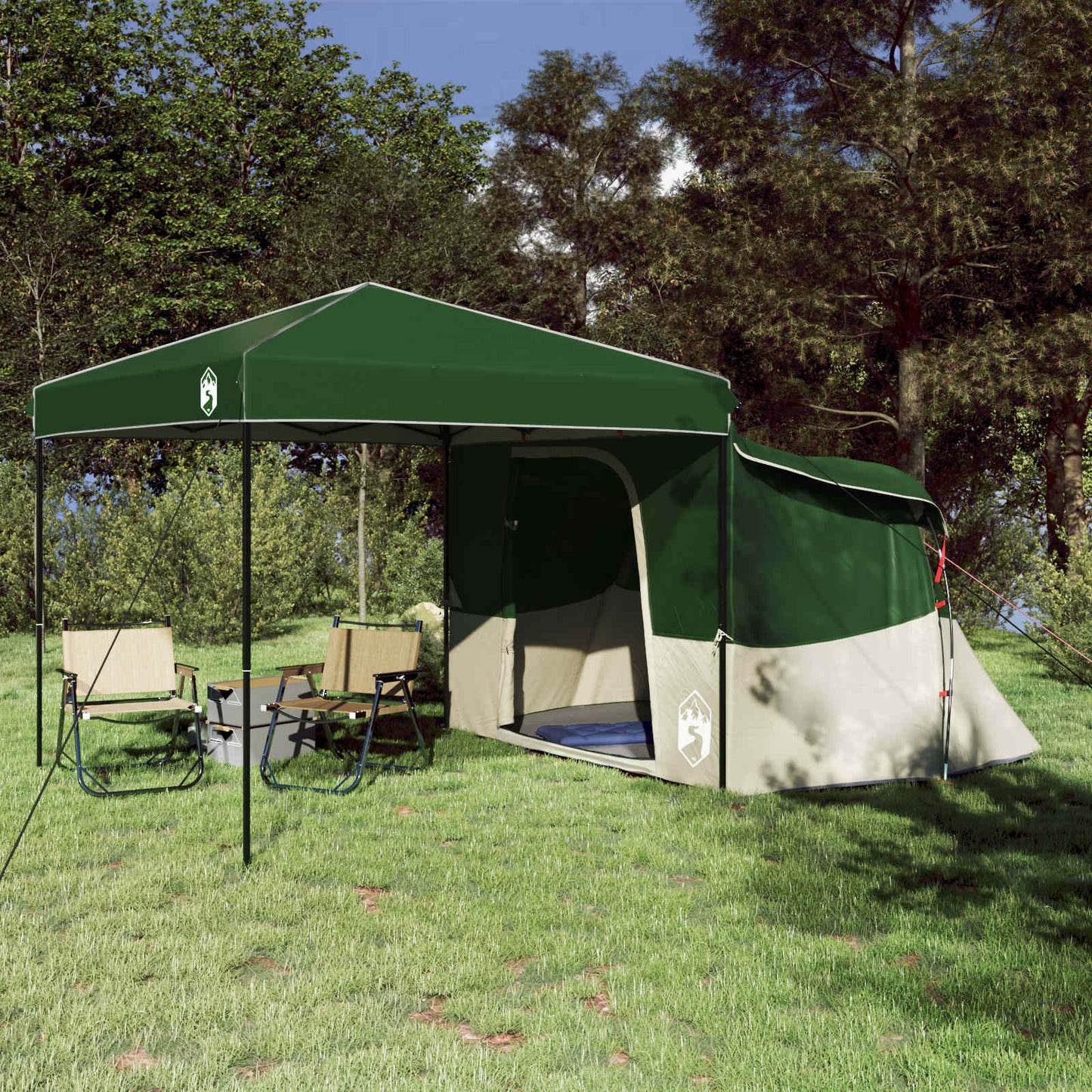 Camping-Zelt-Set mit Dach 2 pcs Grün Taffeta und Stoff