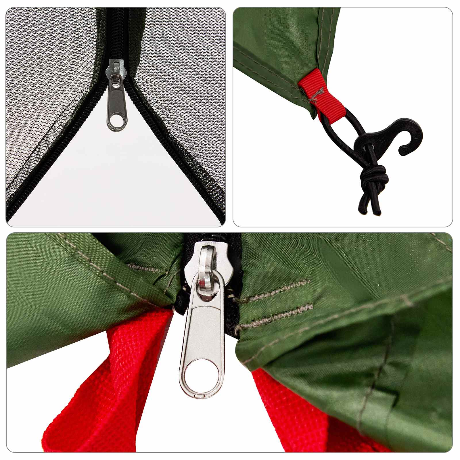 Camping-Zelt-Set mit Dach 2 pcs Grün Taffeta und Stoff