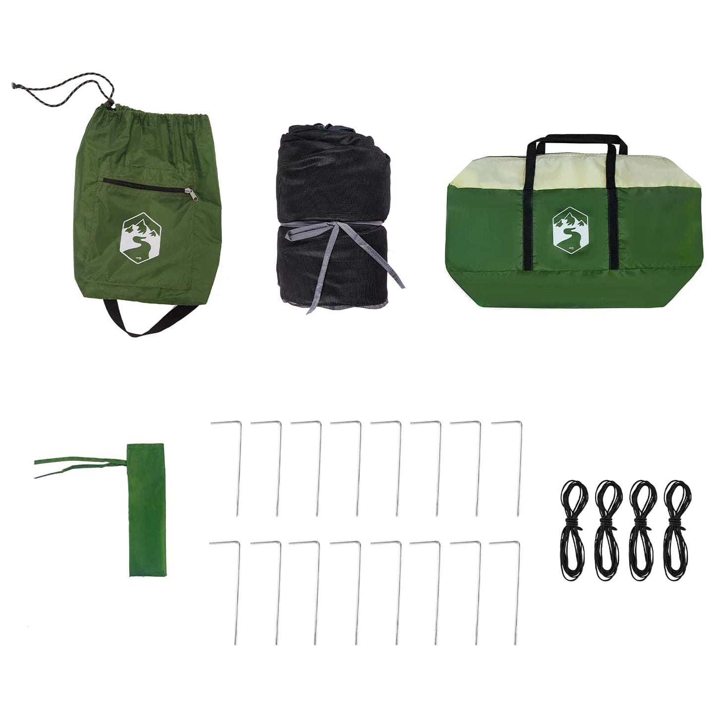 Camping-Zelt-Set mit Dach 2 pcs Grün Taffeta und Stoff