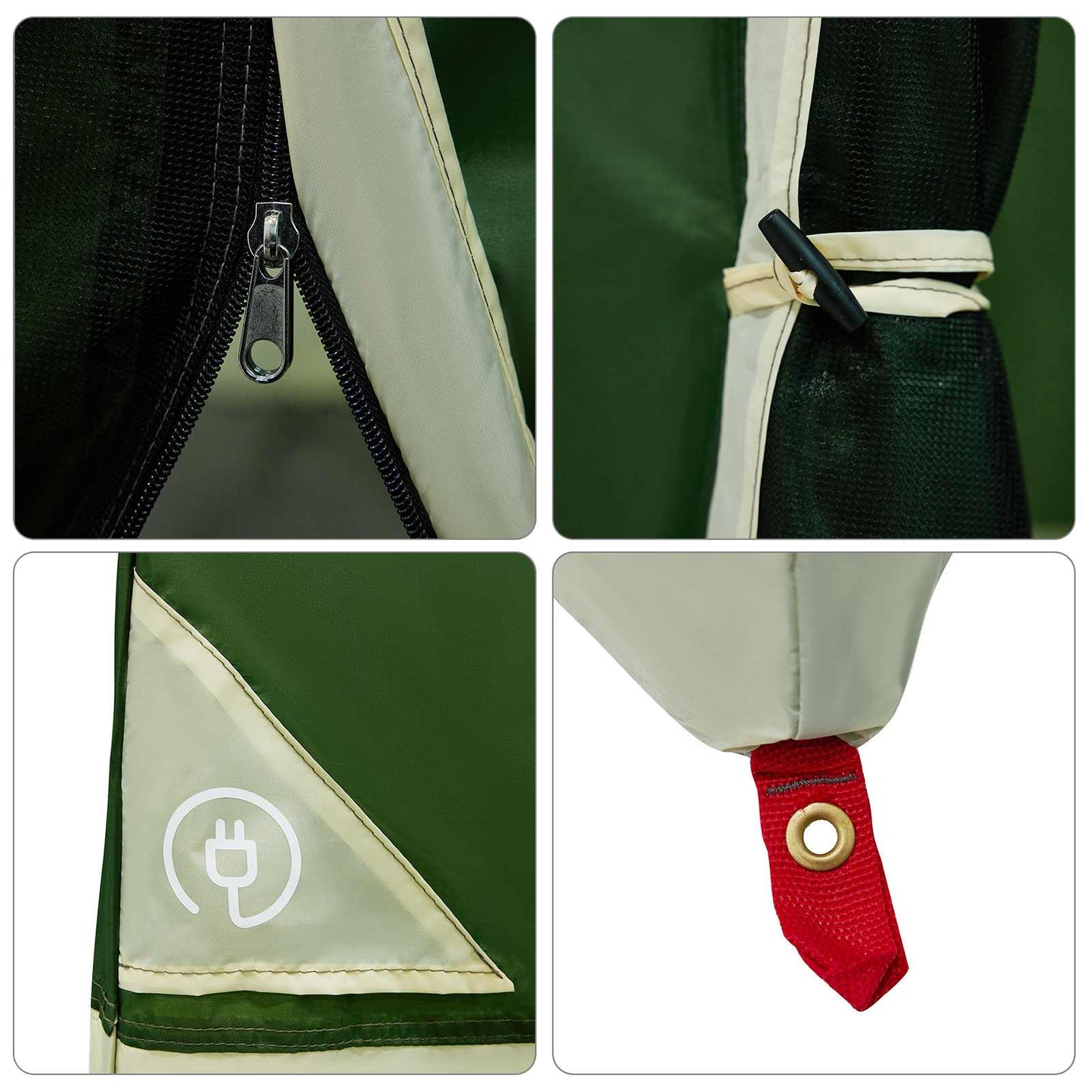 Camping-Zelt-Set mit Dach 2 pcs Grün Taffeta und Stoff