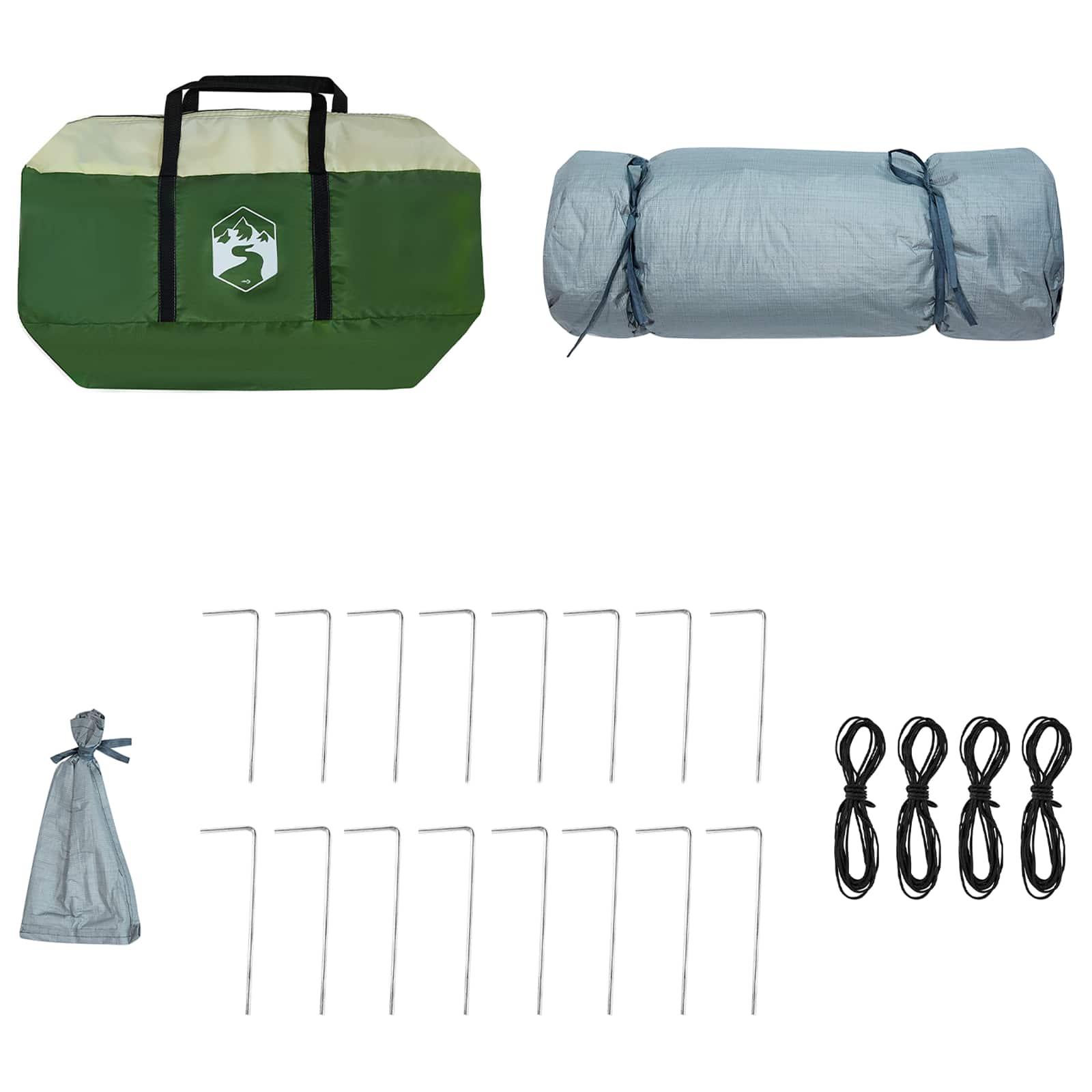 Camping-Zelt-Set mit Dach 2 pcs Grün Taffeta und Stoff